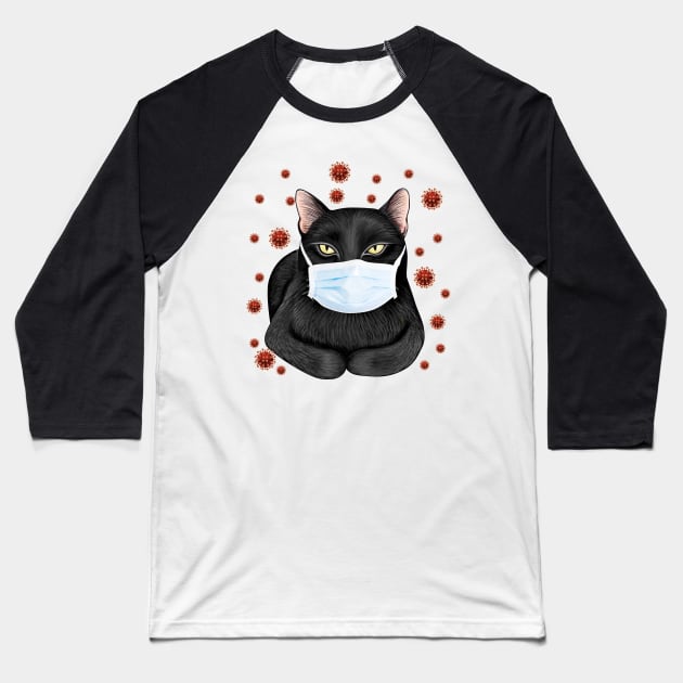 Cat Is Wearing Mask Face Anti Virus 2020 Baseball T-Shirt by cruztdk5